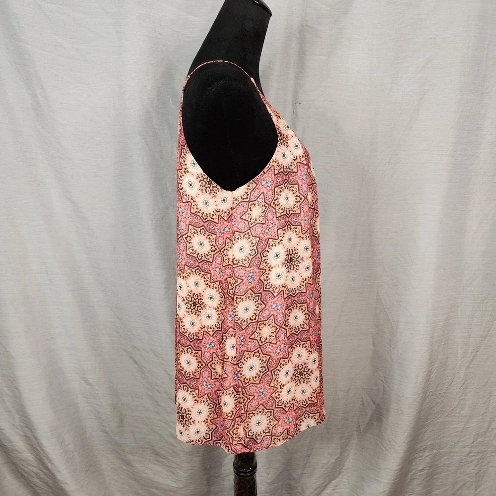 VINCE CAMUTO Size Small Mandala Medallion Boho Festival Chiffon Cami Tunic Top - Picture 4 of 9